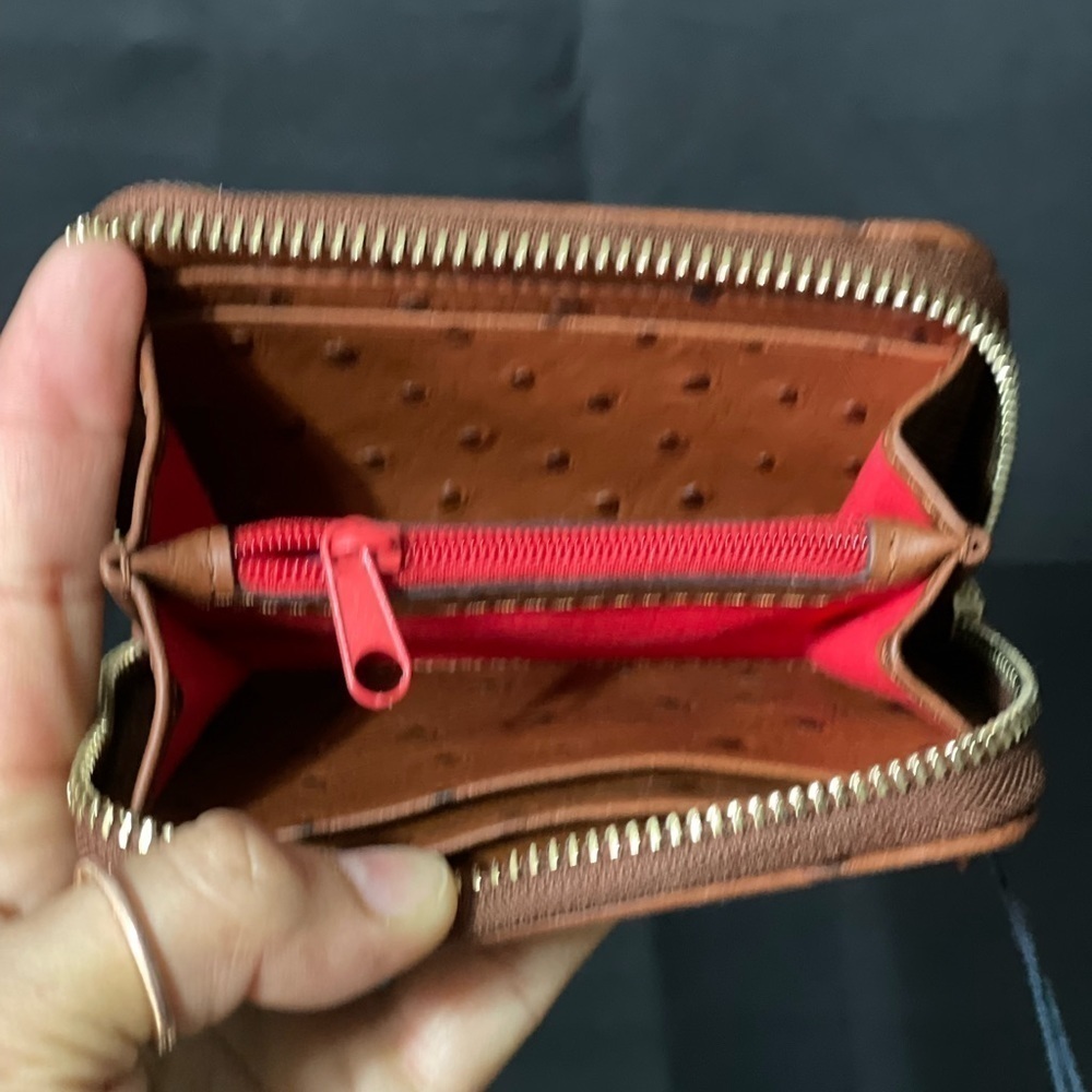 Dooney bourke Ostrich Zip Around Credit Card Case - Picture 5 of 6